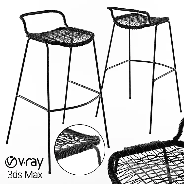 Bar Stool Allu Gervasoni Restaurant Woven Knitted 3D Model