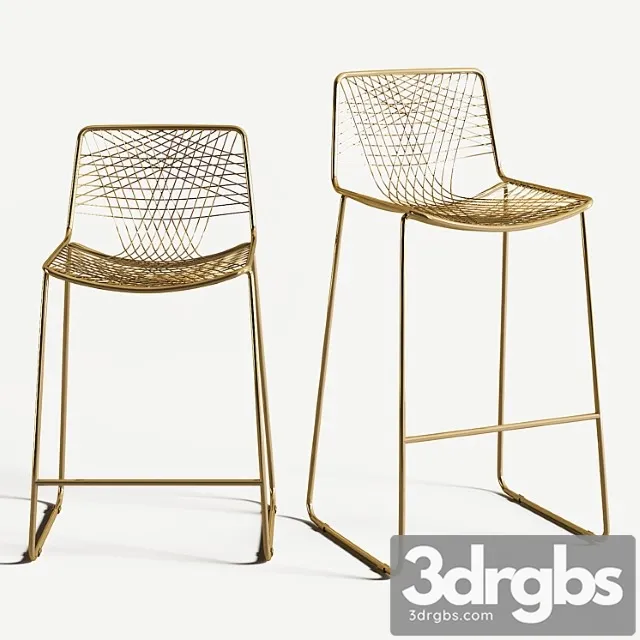 Bar stool alpha brass 2 3D Model Free