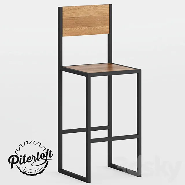 Bar stool Box with backrest 3D Model