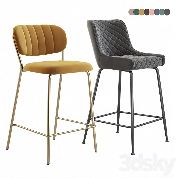 Bar stool Carol _ Jolien. B-120-1 _ Pollo 3D Model