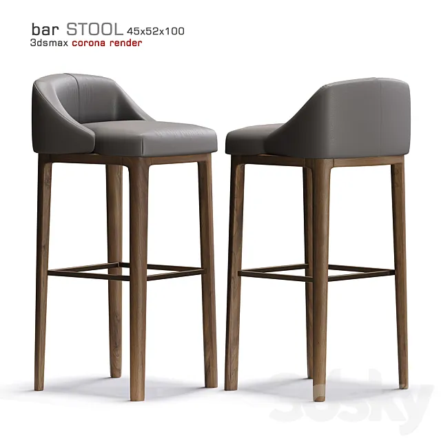 Bar stool corona render Free Download