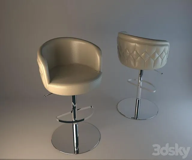 Bar Stool fendi metal leather modern 3D Model