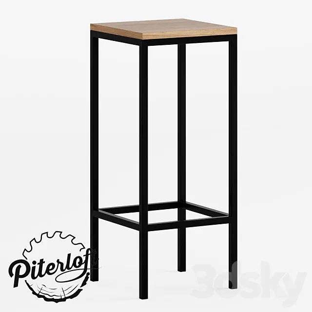 Bar stool Forest in loft style 3D Model