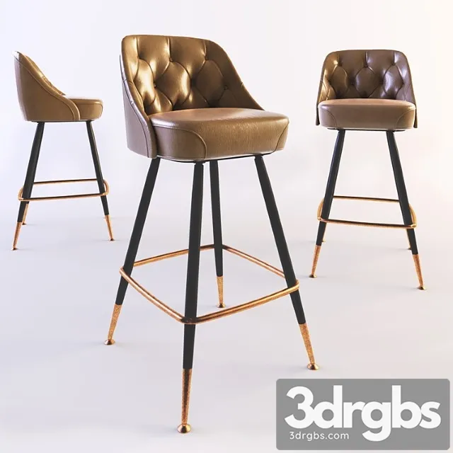 Bar Stool Leather Seat With Back 3D Model Free