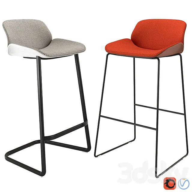 Bar Stool Nuez BQ2777 & BQ2781 by Andreu World 3D Model