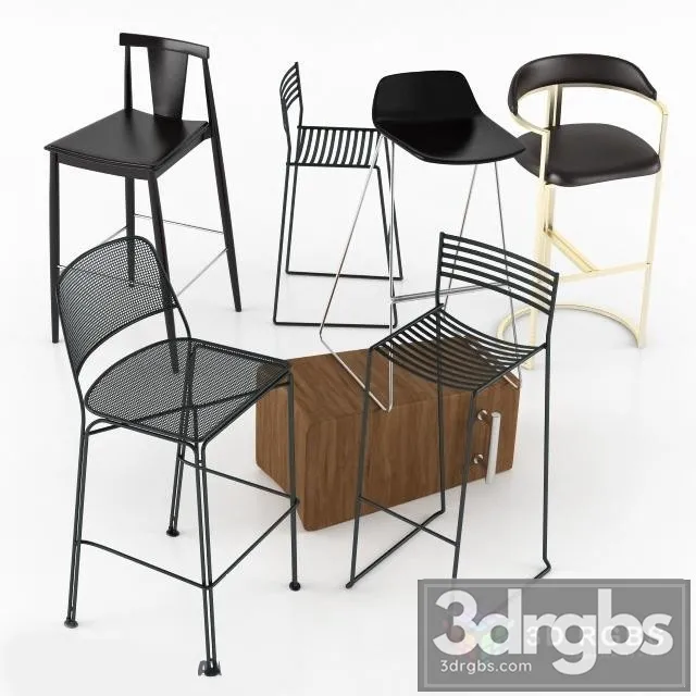 Bar Stool Set 3D Model Free