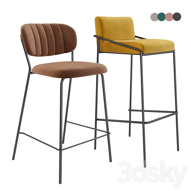 Bar stool Velvet Lev. Bar stool Carol. 3D Model