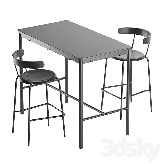 Bar stool Yngvar Ikea and table Tommarud 3DModel