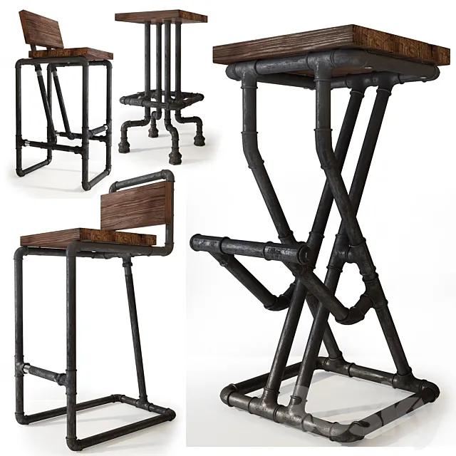 Bar stools from pipes. Uloft. 3DModel