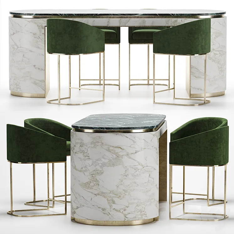 bar stools with oval table 3D Model Free Download