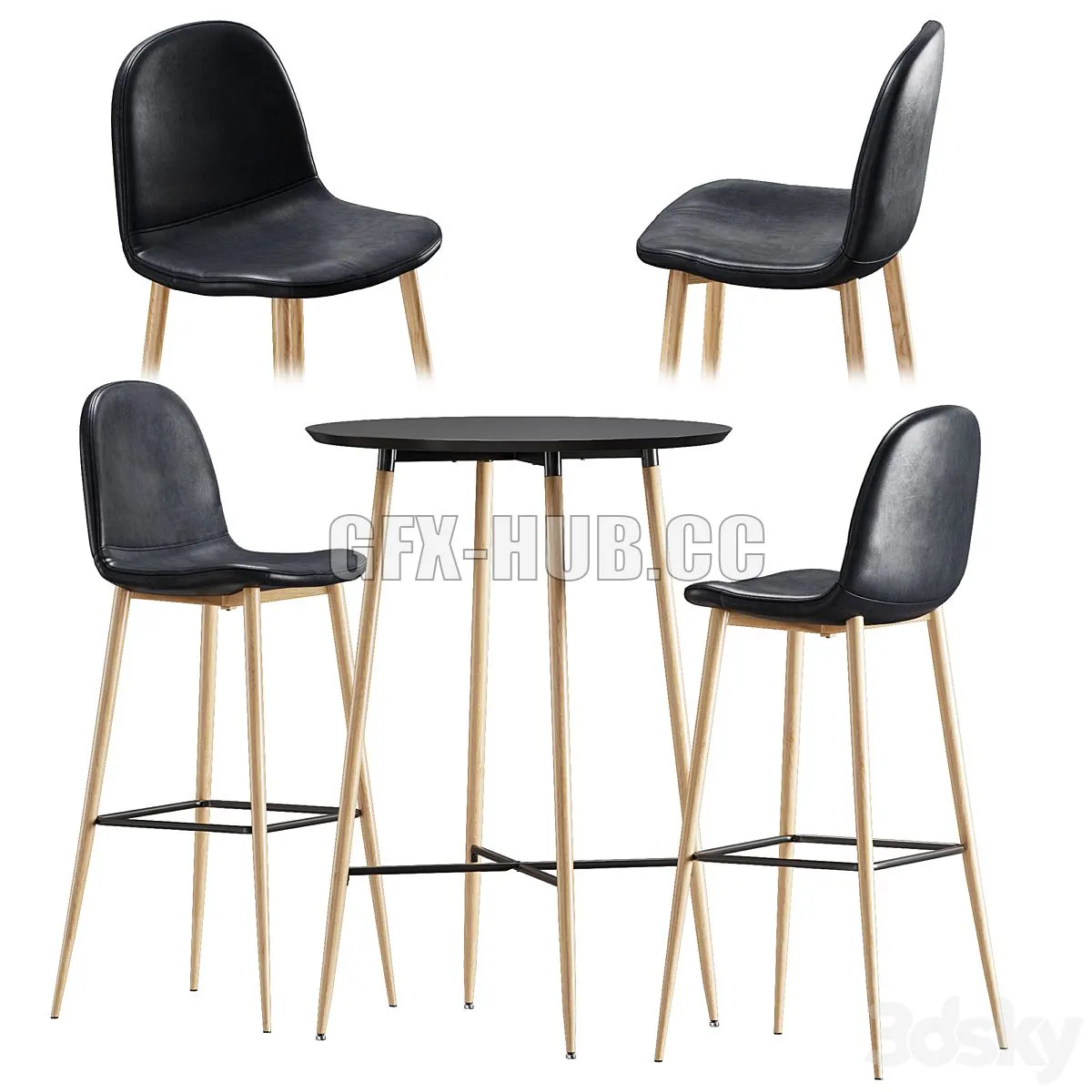 Bar table and chair Jysk Jonstrup 3D Model