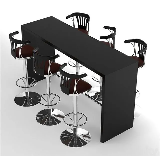Bar table & chair 3D Model