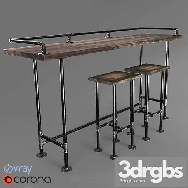 Bar table made with iron pipes 2 3D Model Free