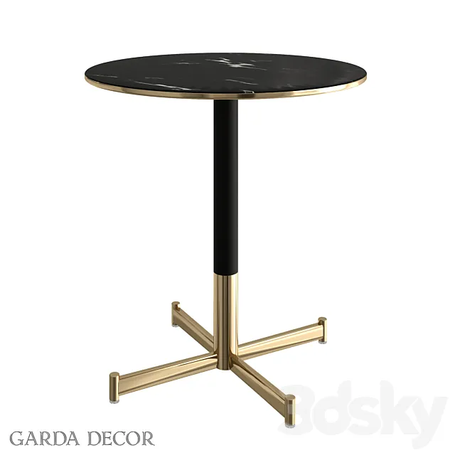 BAR TABLE MARBLE GLASS _ BLACK METAL 46AS-BT5345-BL Garda Decor 3DModel