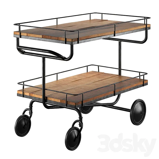 bar trolley Restoration Hardware 3D Model