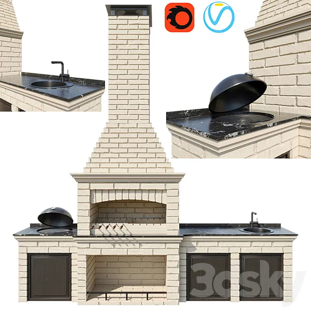 Barbecue (Brick) 3D Model