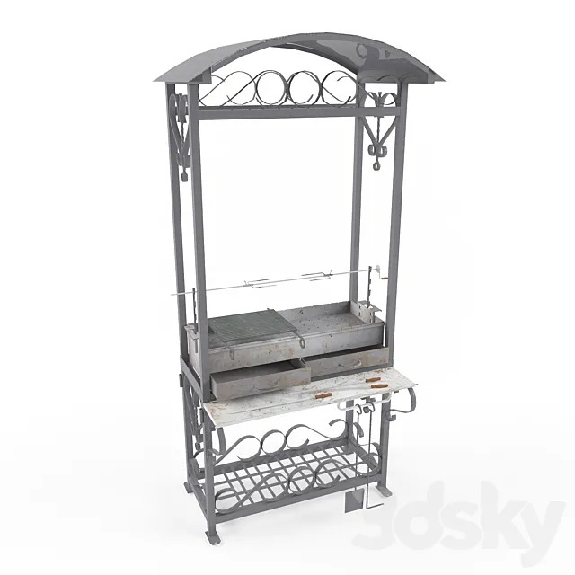 Barbecue forged with a skewer 3D Model