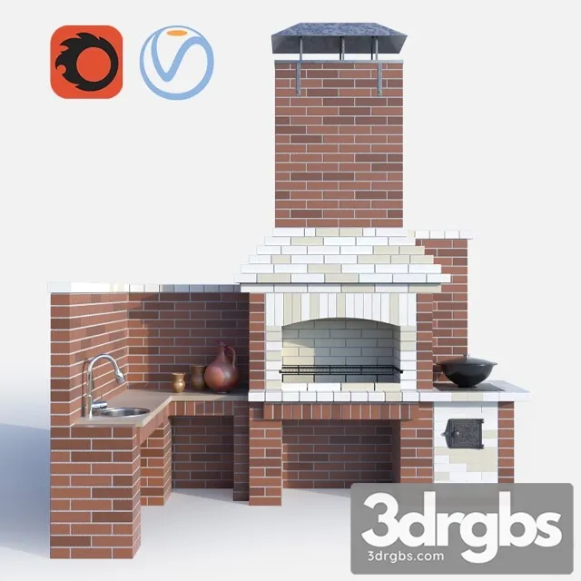 Barbecue Outdoor Brick 3D Model Free