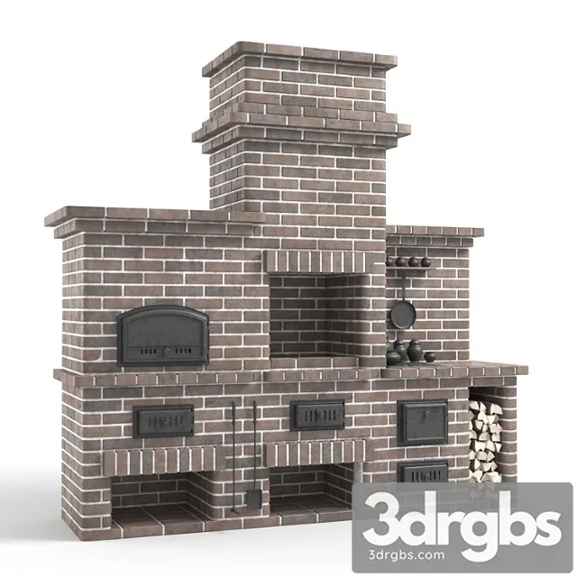 Barbecue Stove Made Of Bricks 3D Model Download