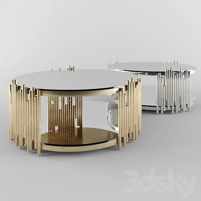Barcelona Modern Round Glass Coffee Table 3D Model