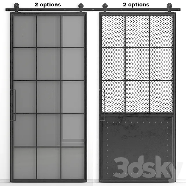 Barn (sliding) doors Mountain French 3D Model