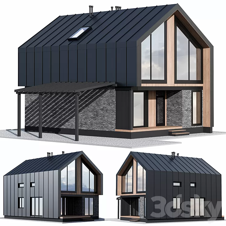 Barnhouse with carport 3D Model