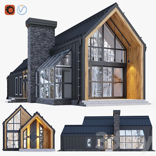 Barnhouse with stained glass windows Free Download
