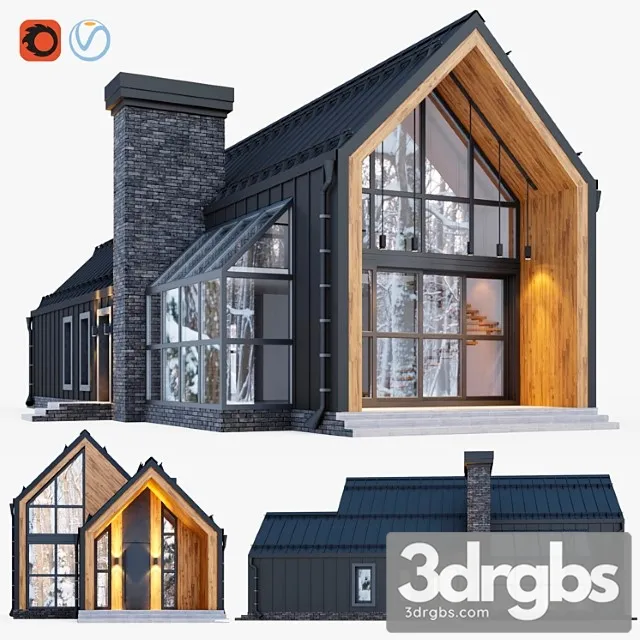 Barnkhaus S Vitrazhnym Ostekleniem 3D Model Free