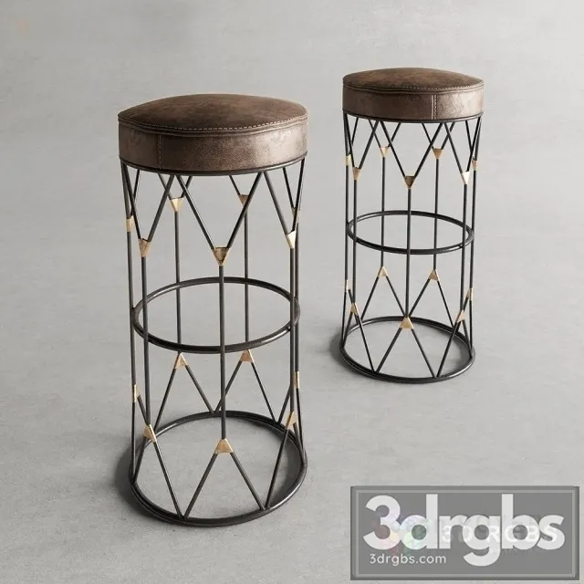 Barnyy Jean Royere Bar Stool 3D Model Free