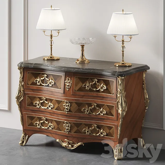 Baroque chest of drawers 3D Model