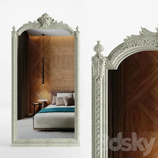 Baroque floor carved mirror 3D Model