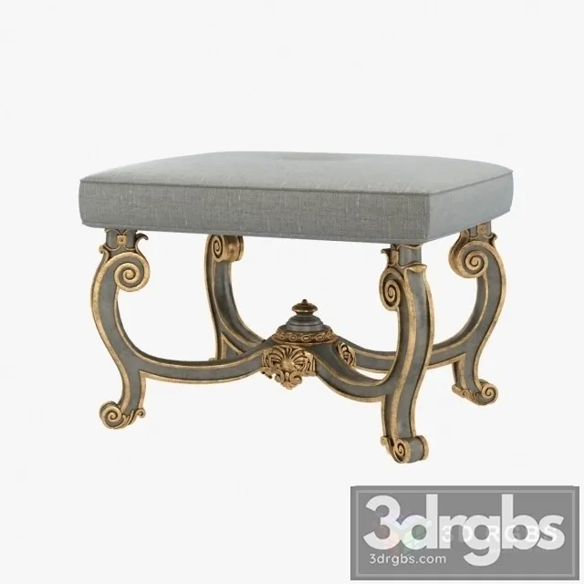 Baroque Style Carved Bench 3D Model Free