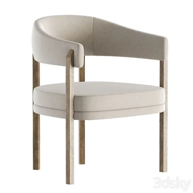 Barrel Dining Chair in Grizzly Taupe 3D Model