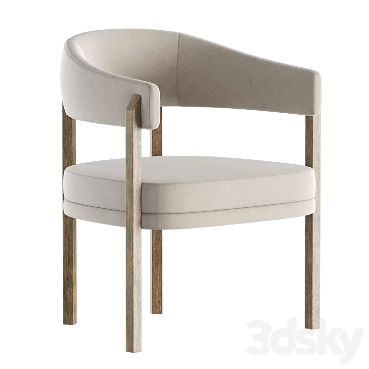 Barrel Dining Chair in Grizzly Taupe 3D Model