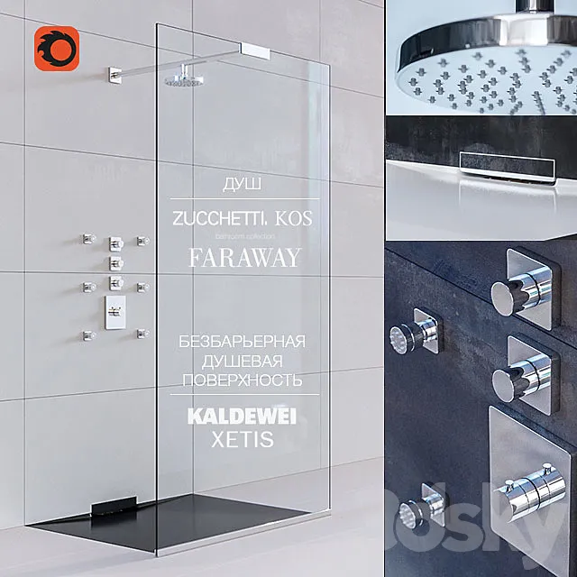 Barrier-free shower panel KALDEWEI XETIS 3D Model