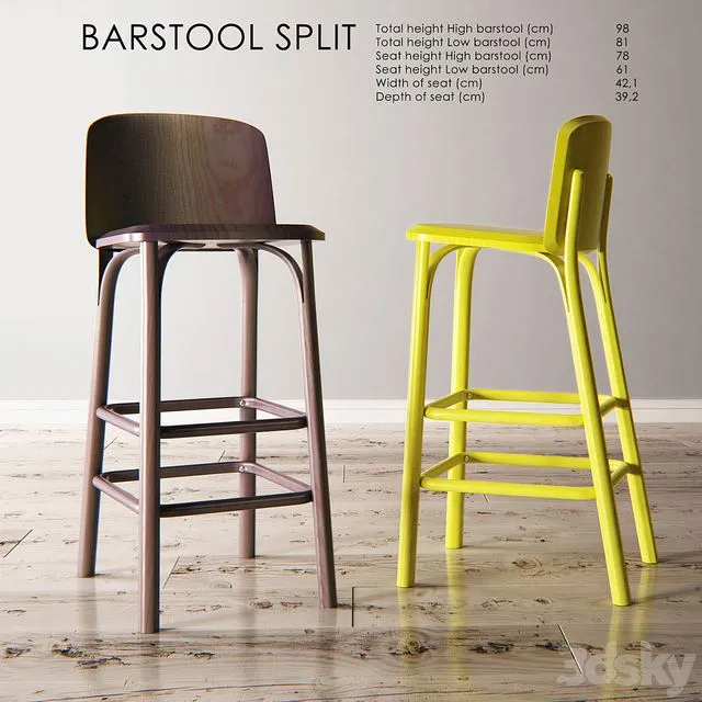 Barstool split by arik levy 3D Model