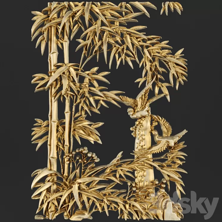 Bas-relief. Bamboo. 3D Model