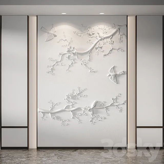 Bas-relief Branches Birds Free Download