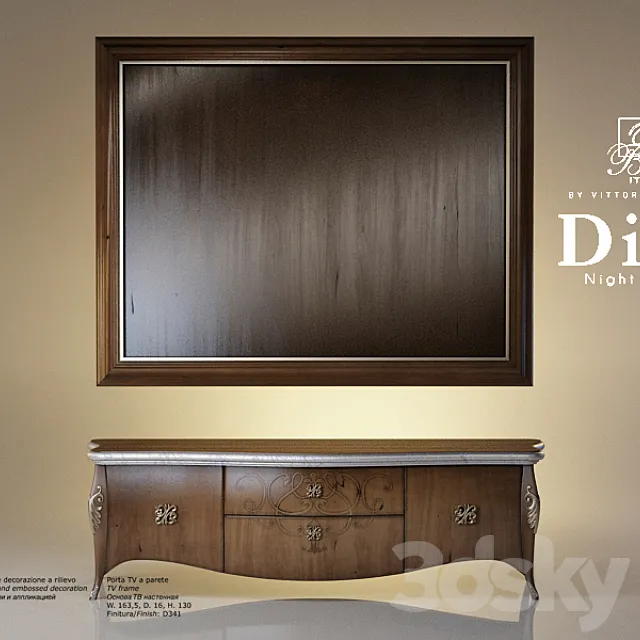 Base and foundation TV with carved details and applique 3DModel