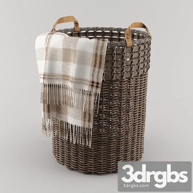 Basket from pottery barn (aster woven tote basket) 3D Model Free