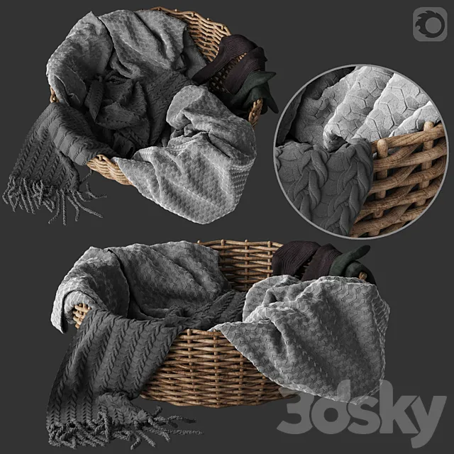 Basket of clothes 1 3D Model