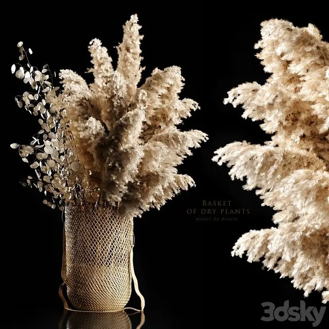 Basket of dry plants 3D Model