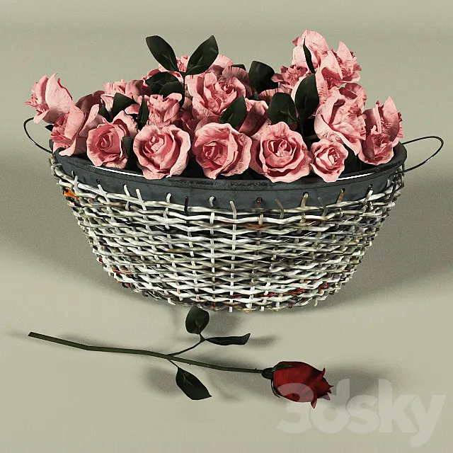 Basket of roses 3DModel