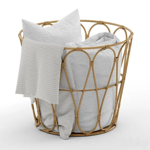 Basket with blanket 3D Model