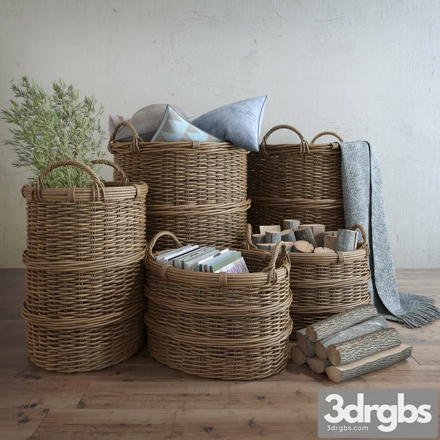 Basket With Handles 3D Model Free