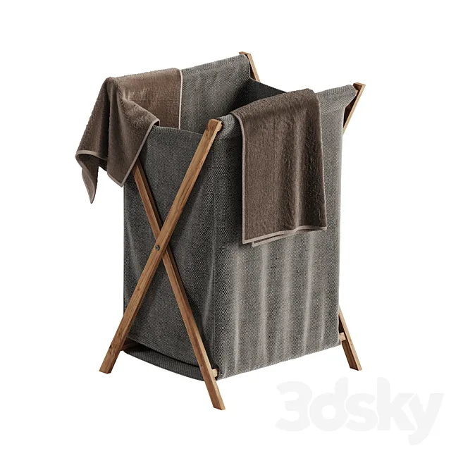 Basket with linen for the bathroom or toilet 3D Model