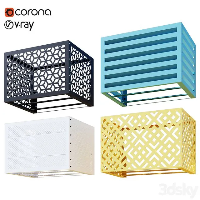 Baskets for air conditioning on the facade 3D Model