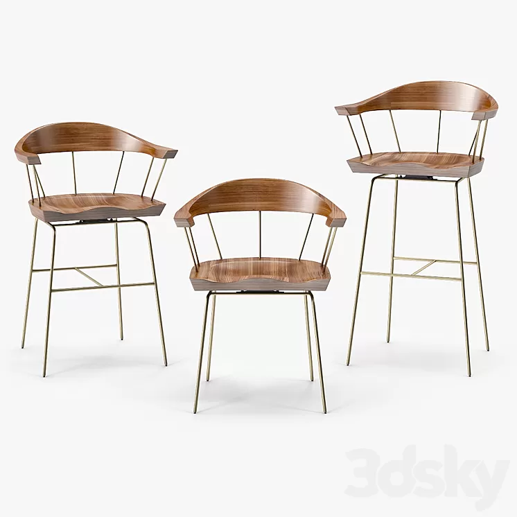 BassamFellows Spindle Chair 3D Model