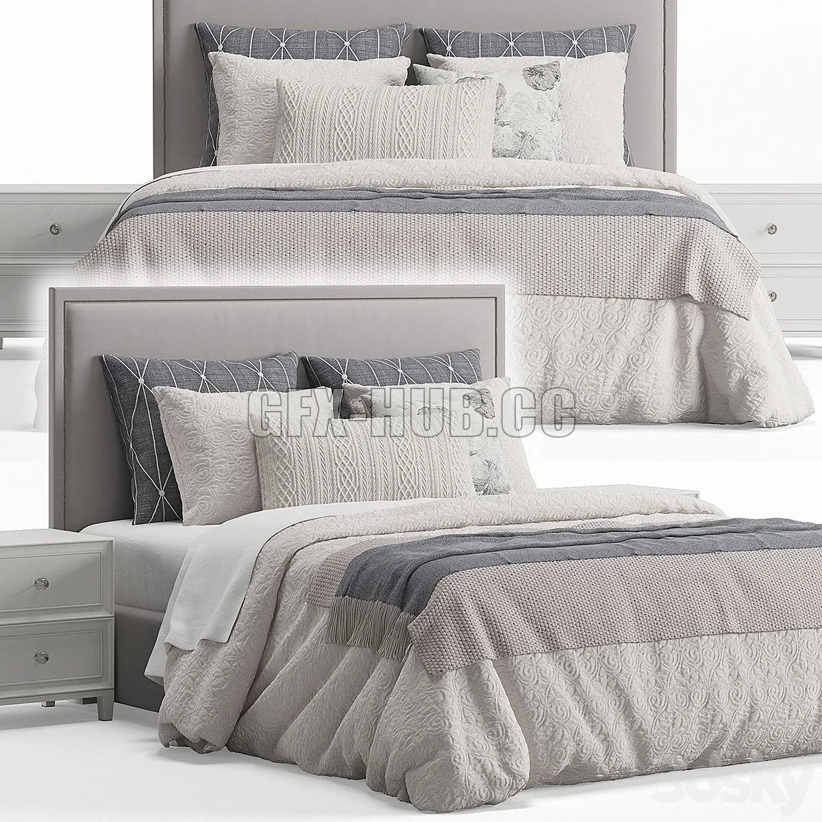 Bassett Furniture Manhattan Rectangular Bed 3D Model