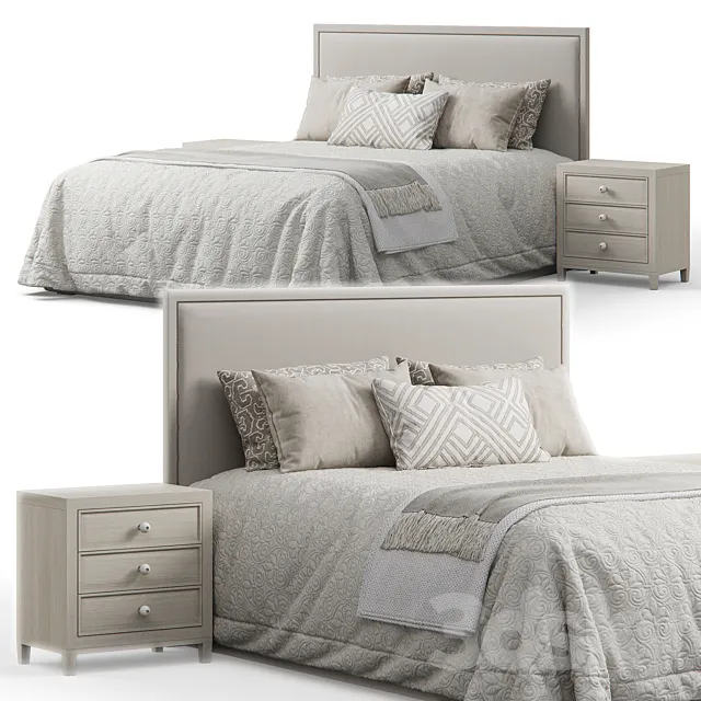 Bassett Furniture Manhattan Rectangular Headboard Bed 3D Model